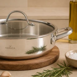 Alternative view of Karaca 3Ply PowerSteel 316+ Stainless Steel Induction Base Honeycomb Patterned Casserole 26 cm, 153.03.08.0553
