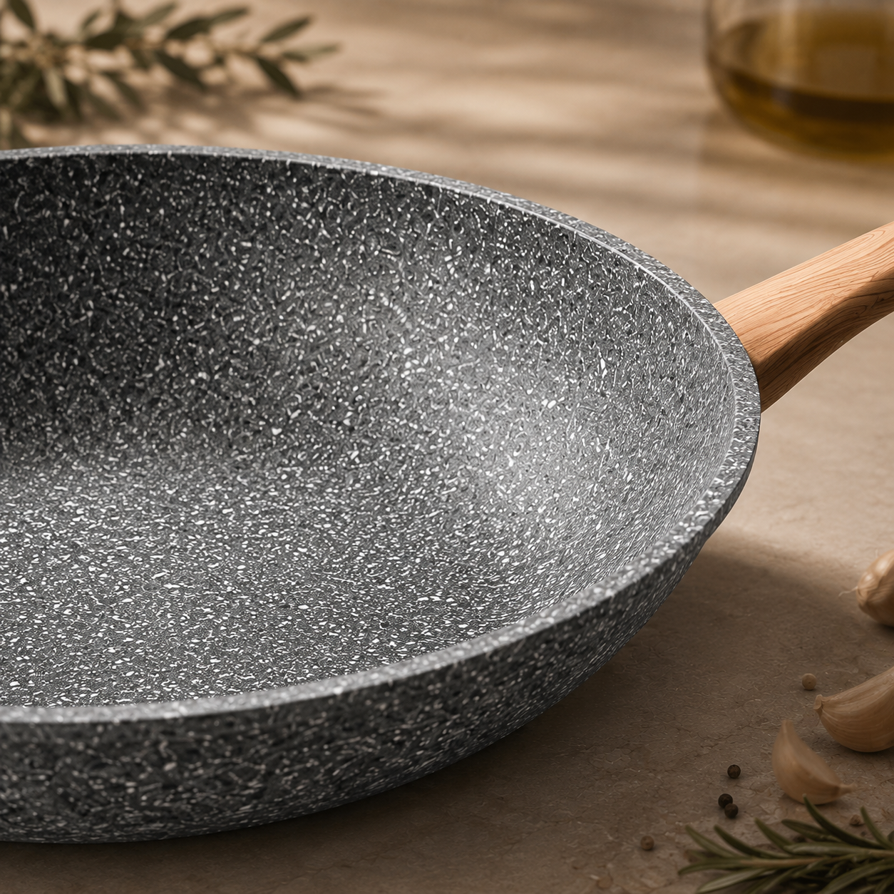 Karaca Silver Stone Bio Granite Wok Pan 28 cm, 153.03.07.1387 2 Karaca Silver Stone Bio Granite Wok Pan 28 cm, 153.03.07.1387 - Image 2