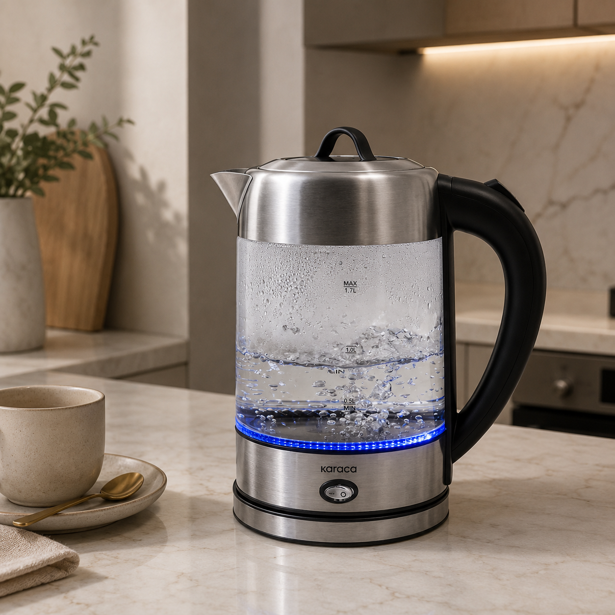 Karaca Inox Herbal Tea Maker & Electric Kettle – 1.7L, LED & Stainless Steel, 153.01.06.4887 1 Karaca Inox Herbal Tea Maker & Electric Kettle – 1.7L, LED & Stainless Steel, 153.01.06.4887