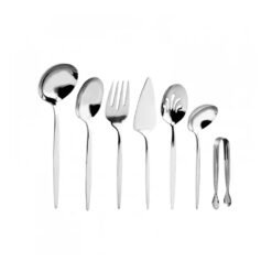 Karaca Lisbon Boxed 7Pcs Service Set [1Pc Big Ladle 29cm - 1Pc Small Ladle 19cm - 1Pc Tongs 11cm - 1Pc Serving Fork 24cm - 1Pc Serving Spoon 26cm - 1Pc Spatula 24.5cm - 1Pc Colander 22.5cm], 153.02.01.8020