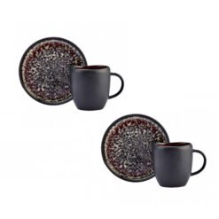 Karaca Galactic Black Ceramic Coffee Cup Set of 2, 100ML, 153.03.05.0173
