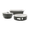 Karaca Retro Anthracite Cake Mold Baking Set Containing 3Pcs - [26x6.8cm Springform Cake Mold - 22x11cm Round Cake Mold - 27x7cm Baton Cake Mold], 153.03.06.1599