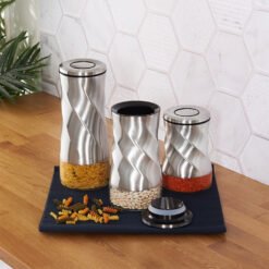 Karaca Tottori Inox Vacuum Glass Storage Container Set, 153.03.06.4724