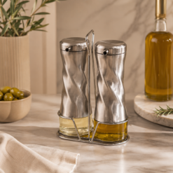 Karaca Tottori Inox 2-Piece Stand Oil & Vinegar Dispenser – 260 ml, 153.03.06.4726