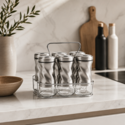 Karaca Tottori Inox 7-Piece Rectangular Spice Set – 100 ml, 153.03.06.4729