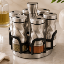 Alternative view of Karaca Tottori Inox 7-Piece Round Glass Spice Set, 153.03.06.4731