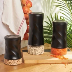 Karaca Tottori Black Vacuum Glass Storage Container Set S-M-L, 153.03.06.4737