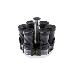 Karaca Tottori 7-Piece Round Glass Spice Set - Black,153.03.06.4744
