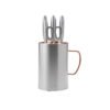 Karaca Meister Barrel 8Pcs Knife Set [20cm Chef Knife - 20cm Slicing Knife - 20cm Bread Knife - 12.5cm Chopping Knife - 8.5cm Paring Knife - Kitchen Scissors - Grinder - Stainless Steel Knife Block], 153.03.06.5070