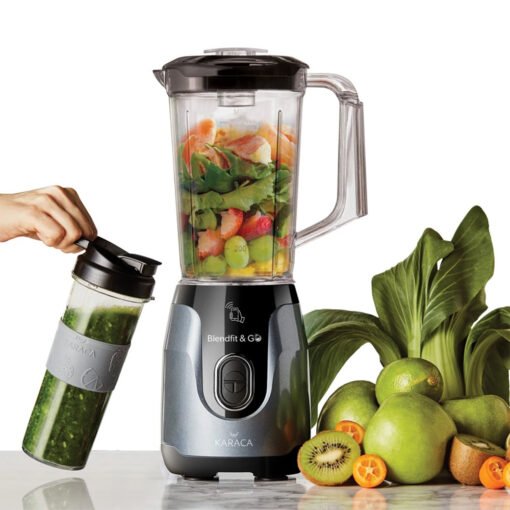 Karaca Blend-Fit Go Smoothie Blender Set Anthracite, 1L - 550W, 153.03.06.6422