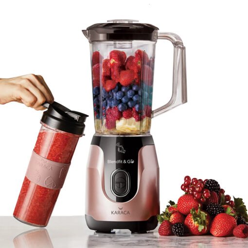 Karaca Blend-Fit Go Smoothie Blender Set Rose Gold, 1L - 550W, 153.03.06.6424