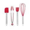 Karaca Cake 10Pcs Cake Serving Utensil Red [Spatula 25cm - Brush 25cm - Tongs 27cm - Whisk 7cm - Cream Container and 5 Different Heads], 153.03.06.6513