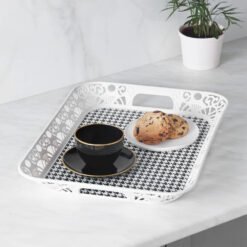 Karaca Roby Black And White Rectangular Tray 45cm, 153.03.06.9199