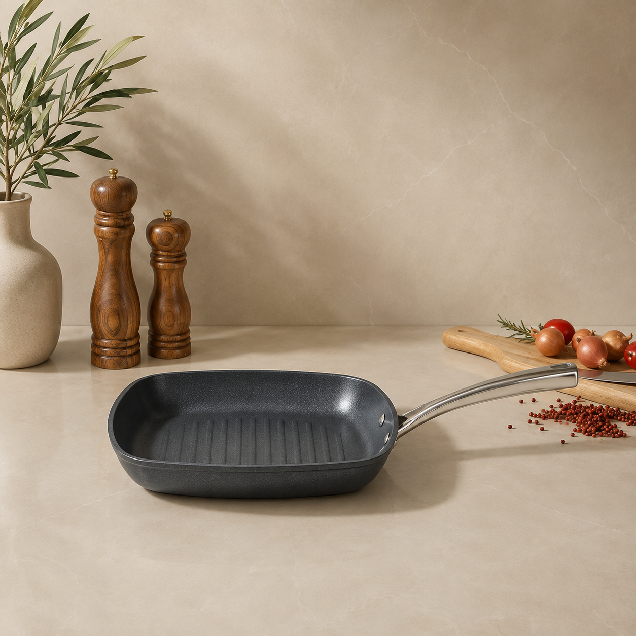 Karaca BioDiamond Pro Non-Stick Induction Griddle Pan 28 cm, 153.03.07.7061 3 Karaca BioDiamond Pro Non-Stick Induction Griddle Pan 28 cm, 153.03.07.7061 - Image 3