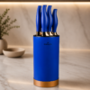 Karaca Blue Gold 6-Piece Knife Set with Stand, 153.03.07.7668