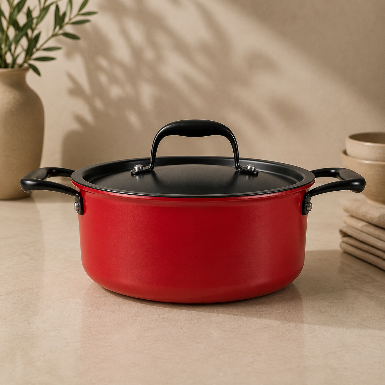 Karaca BioDiamond Pro Induction Cookware Set Japanese Red ? 7 Pieces, 153.03.07.8092 5 Karaca BioDiamond Pro Induction Cookware Set Japanese Red ? 7 Pieces, 153.03.07.8092 - Image 5