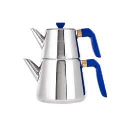 Karaca Pyramid Midi Medium Dark Blue Teapot Set 1.8L Drinker + 0.7L Teapot + Teapot LID, 153.03.08.0406