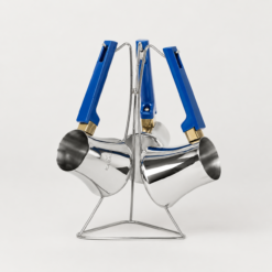 Karaca Piramid 3-Piece Stainless Steel Coffee Pot Set with Blue Handles, 153.03.08.0408