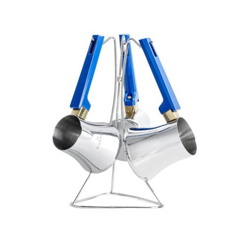 Karaca Piramid 3Pcs Steel Coffee Pot Set, For up to 3-4 cups, Dark Blue, 153.03.08.0408