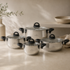Karaca Florya Antibacterial Stainless Steel Cookware Set Black – 8 Pieces, 153.03.08.0416