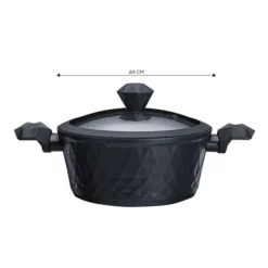Alternative view of Karaca BioDiamond Non-Stick Antibacterial Handle Induction Stockpot with Lid - 24cm, Black, 153.03.08.0423
