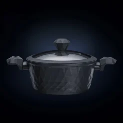Karaca BioDiamond Non-Stick Antibacterial Handle Induction Stockpot with Lid - 24cm, Black, 153.03.08.0423