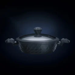 Karaca BioDiamond Non-Stick Antibacterial Handle Induction Shallow Casserole with Lid - 30 cm, Black, 153.03.08.0425