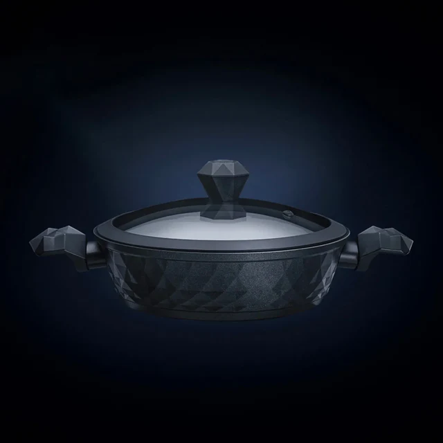 Karaca BioDiamond Non-Stick Antibacterial Handle Induction Shallow Casserole with Lid - 30 cm, Black, 153.03.08.0425 1 Karaca BioDiamond Non-Stick Antibacterial Handle Induction Shallow Casserole with Lid - 30 cm, Black, 153.03.08.0425