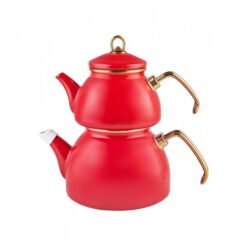 Karaca Retro Enamel Anthracite Teapot, 2.3L Drinker + 1.1L Teapot + Teapot LID, 153.03.08.0533