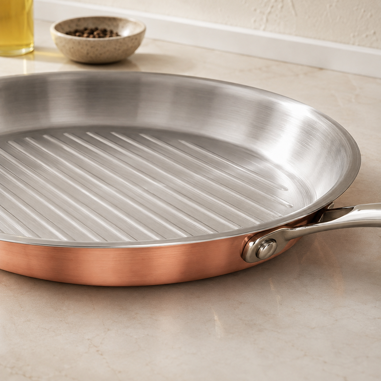Karaca PowerSteel 3-Ply 316+ Stainless Steel Copper Grill Pan 28 cm – 2 L, 153.03.08.0571 3 Karaca PowerSteel 3-Ply 316+ Stainless Steel Copper Grill Pan 28 cm – 2 L, 153.03.08.0571 - Image 3