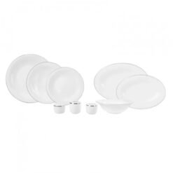 Karaca Fine Pearl Grace Dinner Set of 58Pcs For 12 Person With Gold Trim, White-Black, 153.03.08.0611