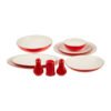 Karaca New Noble Porcelain Tableware Set of Serving Plate - Set of 58Pcs For 12 Person, Red, 153.03.08.1382
