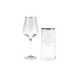 Karaca Jenna 24Pcs Gold Glass, [12 Soft Drink Glass 15cm - 540ML + 12 Glasses 23.5cm - 390ML], 153.03.08.1644