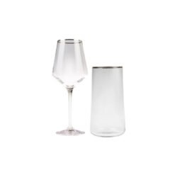 Karaca Ines 24Pcs Platin Glass Gold Set, [12 Soft Drink Glass 15cm - 540ML + 12 Glasses 23.5cm - 390ML]

, 153.03.08.1647