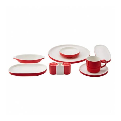 Karaca Nordic Porcelain Breakfast/Serving Set of 27Pcs 6 Person, Red, 153.03.08.1709