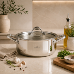 Karaca 3Ply PowerSteel 316+ Stainless Steel Induction Base Honeycomb Patterned Pot 24 cm, 153.03.08.1834