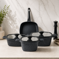 Karaca BioDiamond Cast Iron Square Cookware Set – 7 Pieces, 153.03.08.1853