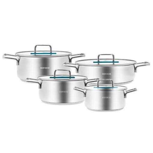 Karaca Arya Induction Based - 9Pcs Steel Cookware Set [Blue], 153.03.08.2651