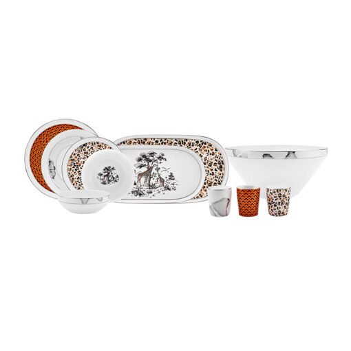 Karaca Stream Bone Safari Dinner Set of 59Pcs For 12 Person, Gold, 153.03.08.2702