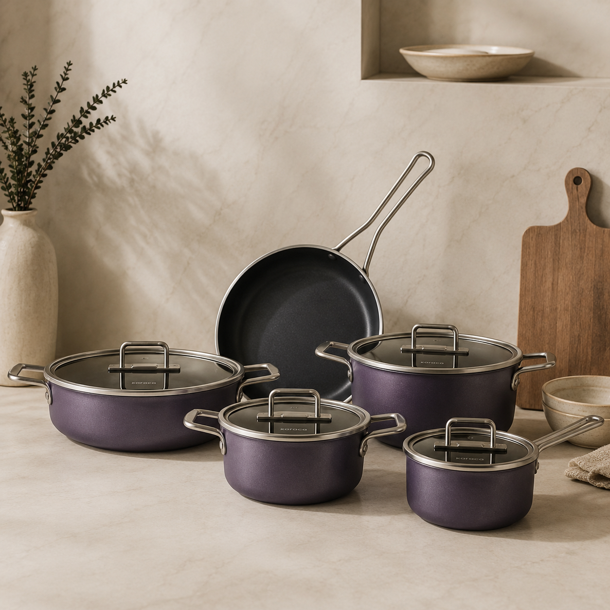 Karaca Mastermaid BioDiamond Cookware Set Grape Purple – 9 Pieces, 153.03.08.2882 1 Karaca Mastermaid BioDiamond Cookware Set Grape Purple – 9 Pieces, 153.03.08.2882