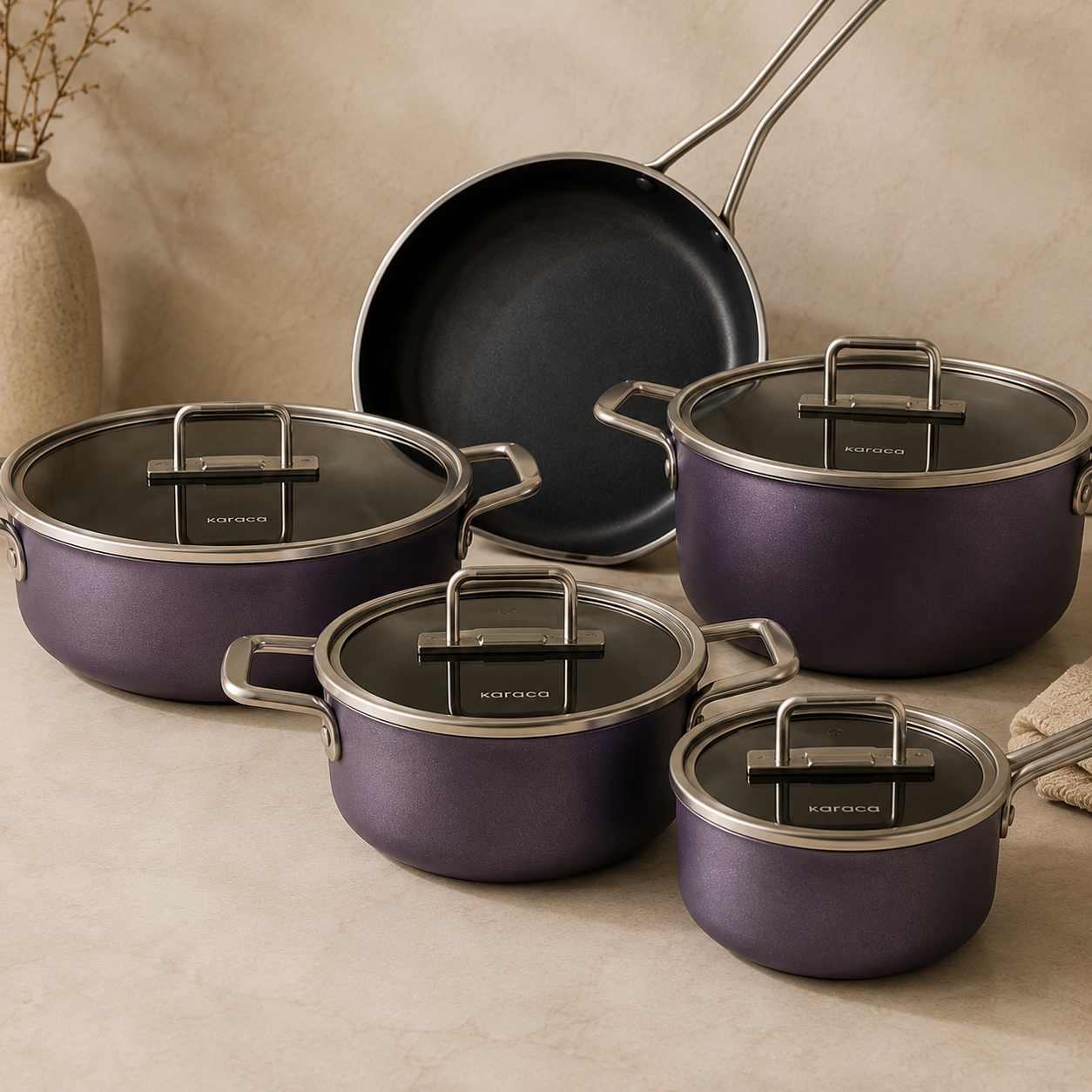 Karaca Mastermaid BioDiamond Cookware Set Grape Purple – 9 Pieces, 153.03.08.2882 3 Karaca Mastermaid BioDiamond Cookware Set Grape Purple – 9 Pieces, 153.03.08.2882 - Image 3