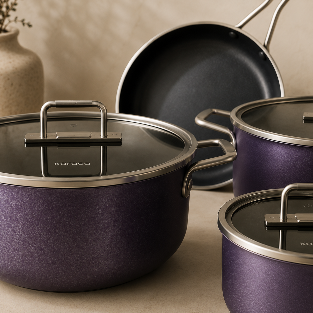 Karaca Mastermaid BioDiamond Cookware Set Grape Purple – 9 Pieces, 153.03.08.2882 2 Karaca Mastermaid BioDiamond Cookware Set Grape Purple – 9 Pieces, 153.03.08.2882 - Image 2