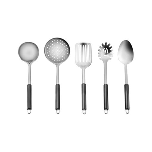 Apricot Master Black 5Pcs Service Set [1Pc Colander 33cm - 1Pc Ladle 32cm - 1Pc Slotted serving spoon 33.5cm - 1Pc Slotted Spatula 33.5cm - 1Pc Pasta Spoon 31.5cm], 153.03.08.2895