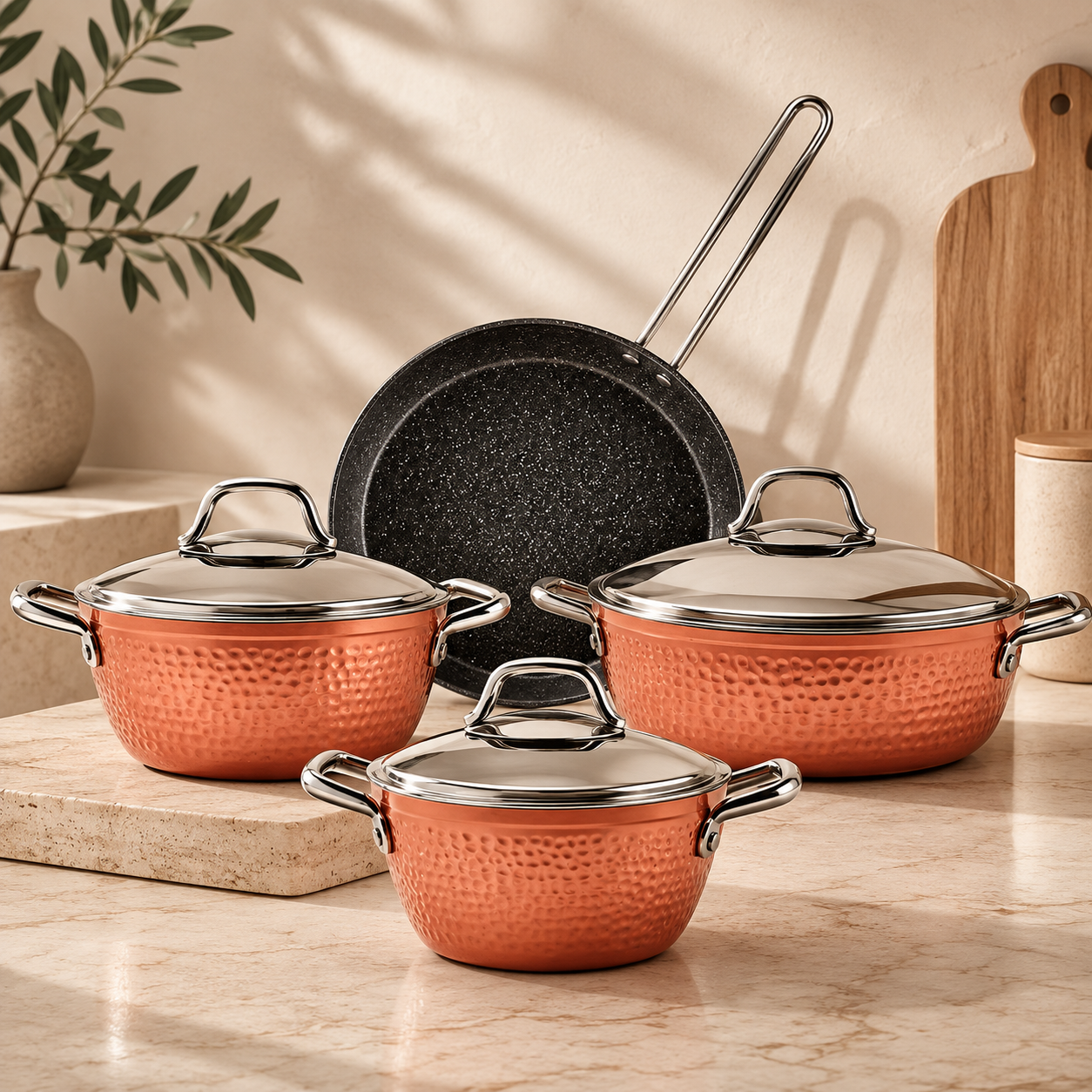 Karaca Biogranite 7-Piece Induction Cookware Set ? Copper, 153.03.08.3528 1 Karaca Biogranite 7-Piece Induction Cookware Set ? Copper, 153.03.08.3528