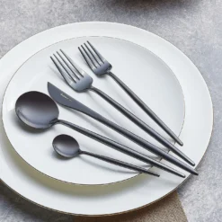 Karaca Premium Jupiter Black 12 Person 84-Piece Cutlery Set - Shiny Black, 153.03.08.4579