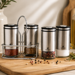 Karaca Walter Inox 4-Piece Square Spice Set, 153.03.08.5007