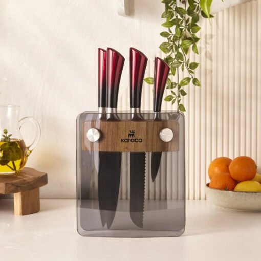Karaca Mercur Takumi 6Pcs Knife Set [34cm Chef's Knife - 34cm Bread Knife - 34cm Slicing Blade - 23cm Chopping Blade - 21cm Paring Knife], 153.03.09.0145