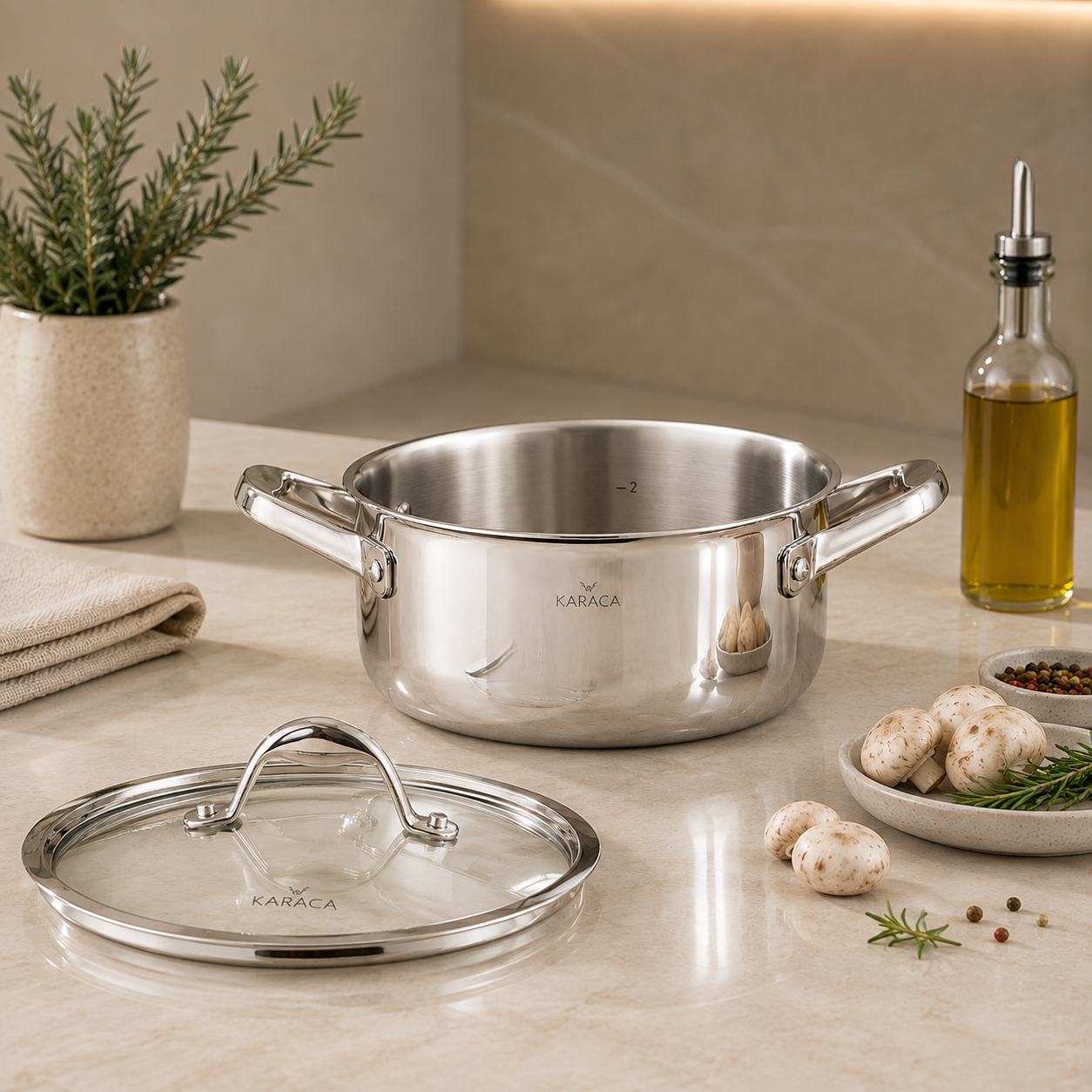 Karaca 3Ply PowerSteel 316+ Stainless Steel Induction Base Honeycomb Patterned Pot 20 cm, 153.03.08.1833 3 Karaca 3Ply PowerSteel 316+ Stainless Steel Induction Base Honeycomb Patterned Pot 20 cm, 153.03.08.1833 - Image 3