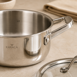 Alternative view of Karaca 3Ply PowerSteel 316+ Stainless Steel Induction Base Honeycomb Patterned Pot 20 cm, 153.03.08.1833