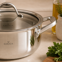 Alternative view of Karaca 3Ply PowerSteel 316+ Stainless Steel Induction Base Honeycomb Patterned Pot 24 cm, 153.03.08.1834
